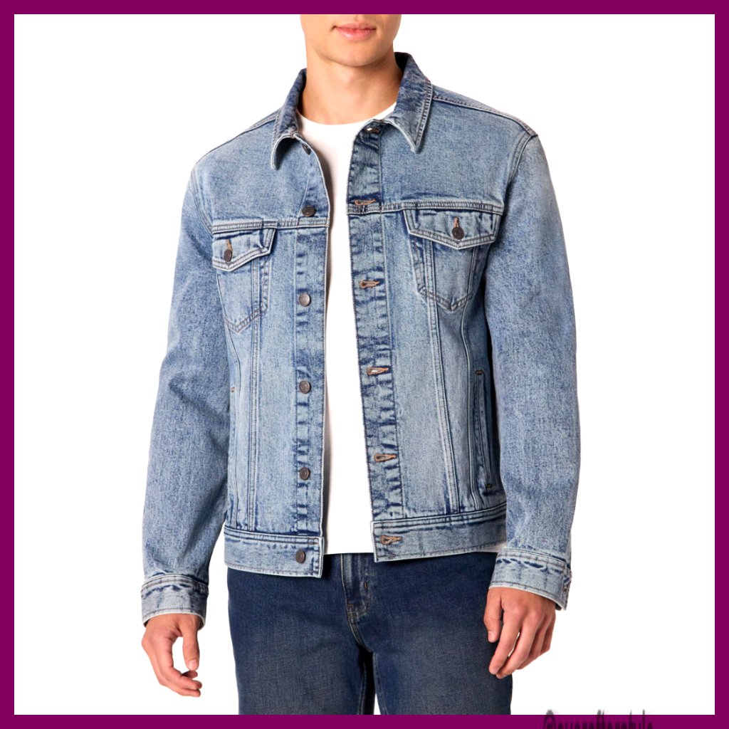 Men's Denim Jacket Regular Fit Heavyweight Stretch Trucker Style